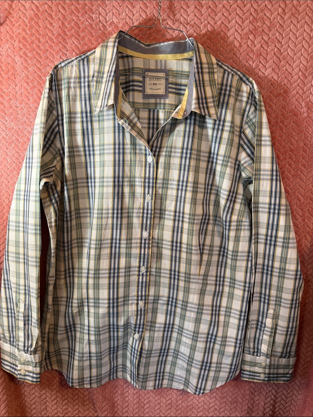 Old Navy WOMENS Plaid Button-Down Shirt - Green, Blue, Cream
